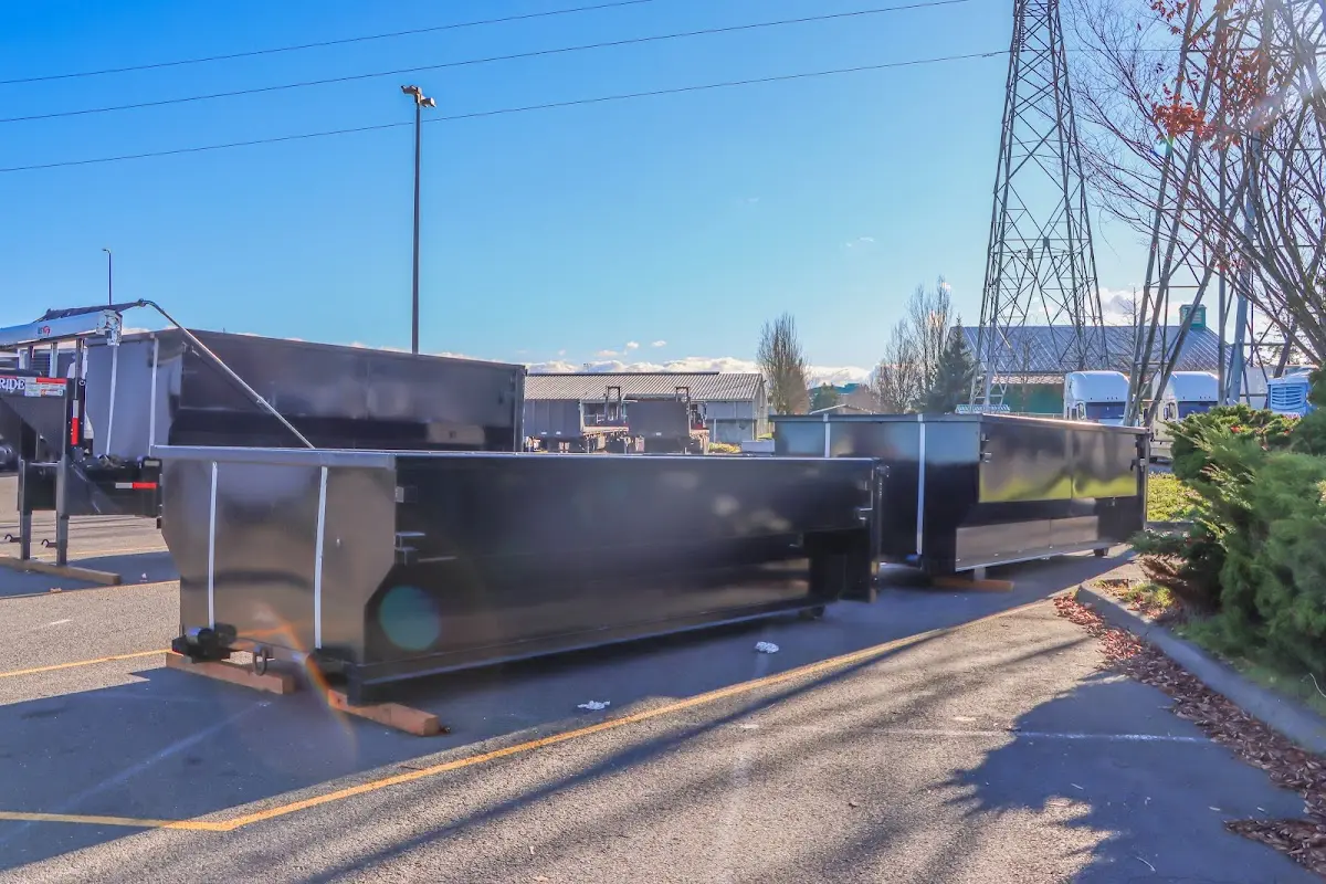 Roll-off dumpster ready for waste disposal at job site for Yard Waste Dumpster Rental in Caddo Mills